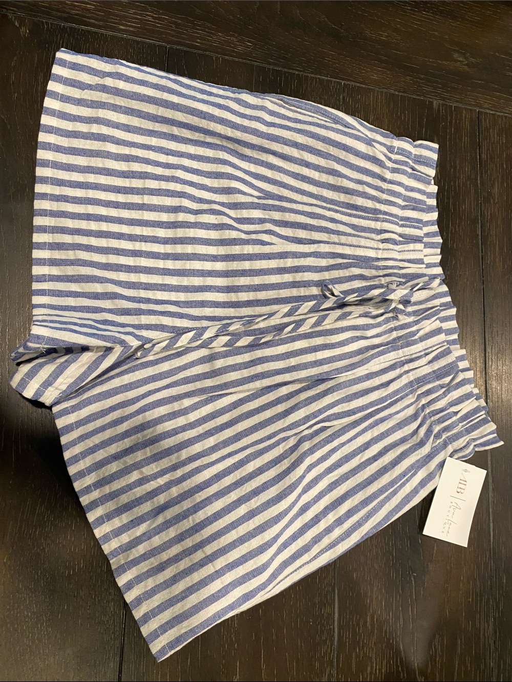 Striped Blue and White Drawstring Linen Shorts